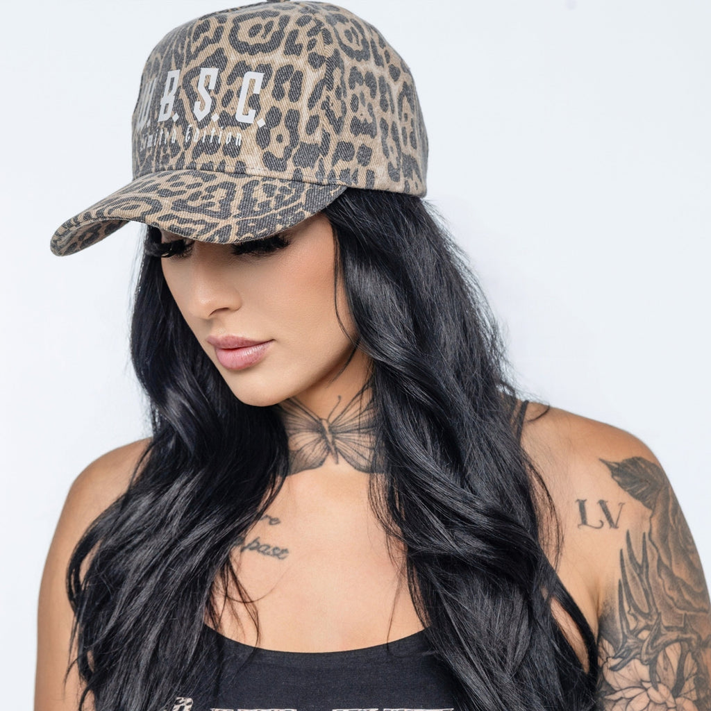 Leopard Washed 5 panel Trucker Hat