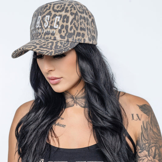 Leopard Washed 5 panel Trucker Hat