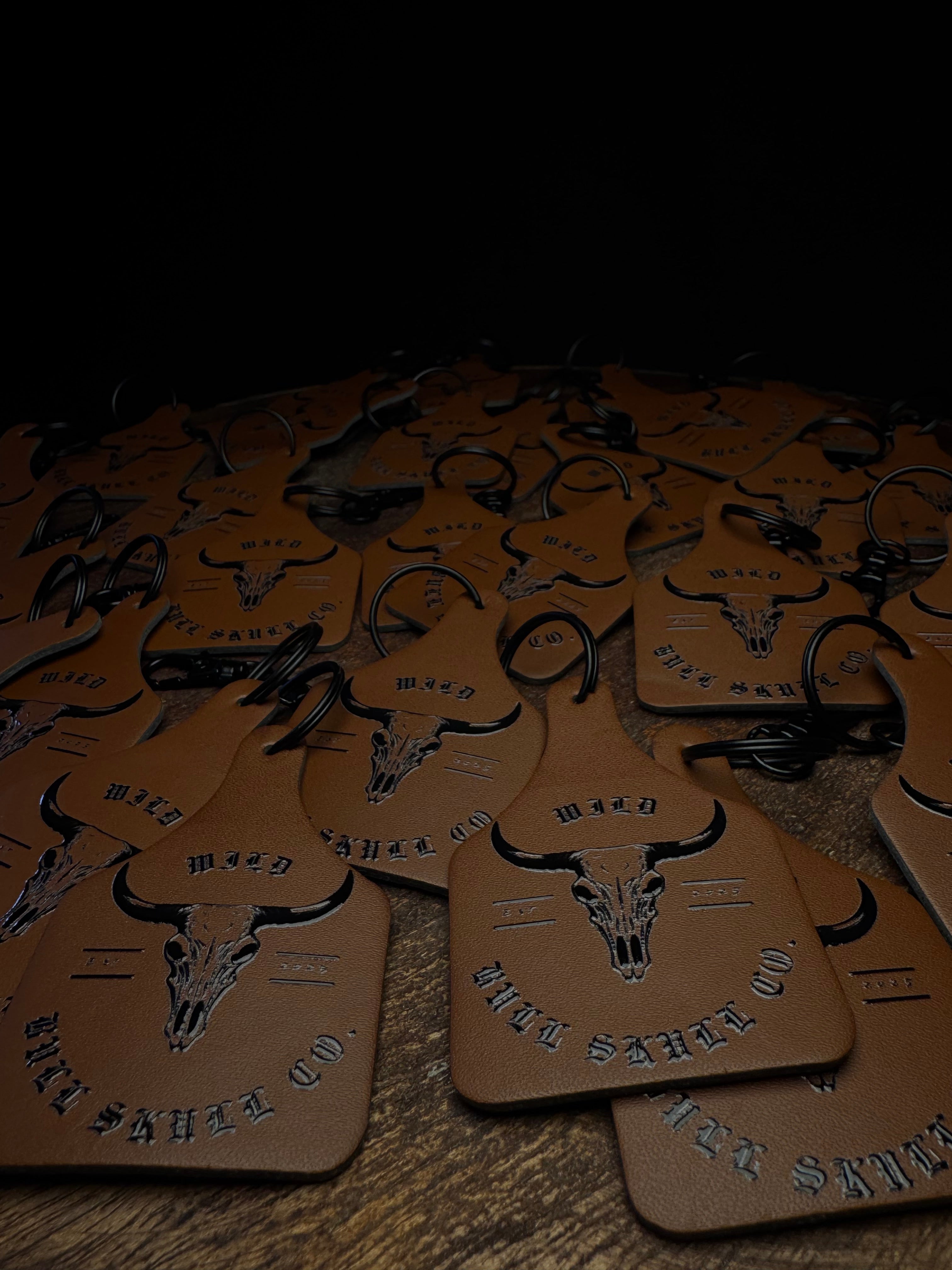 Rawhide Leatherette Cattle Tag Key Chain – Wild Bull Skull Co. Original 3D Logo