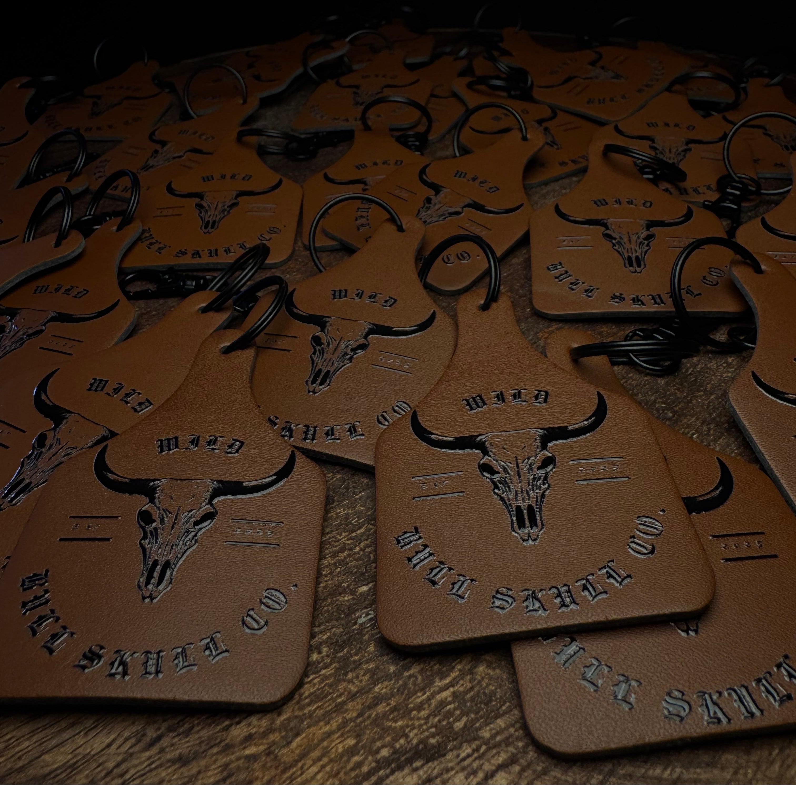 Rawhide Leatherette Cattle Tag Key Chain – Wild Bull Skull Co. Original 3D Logo