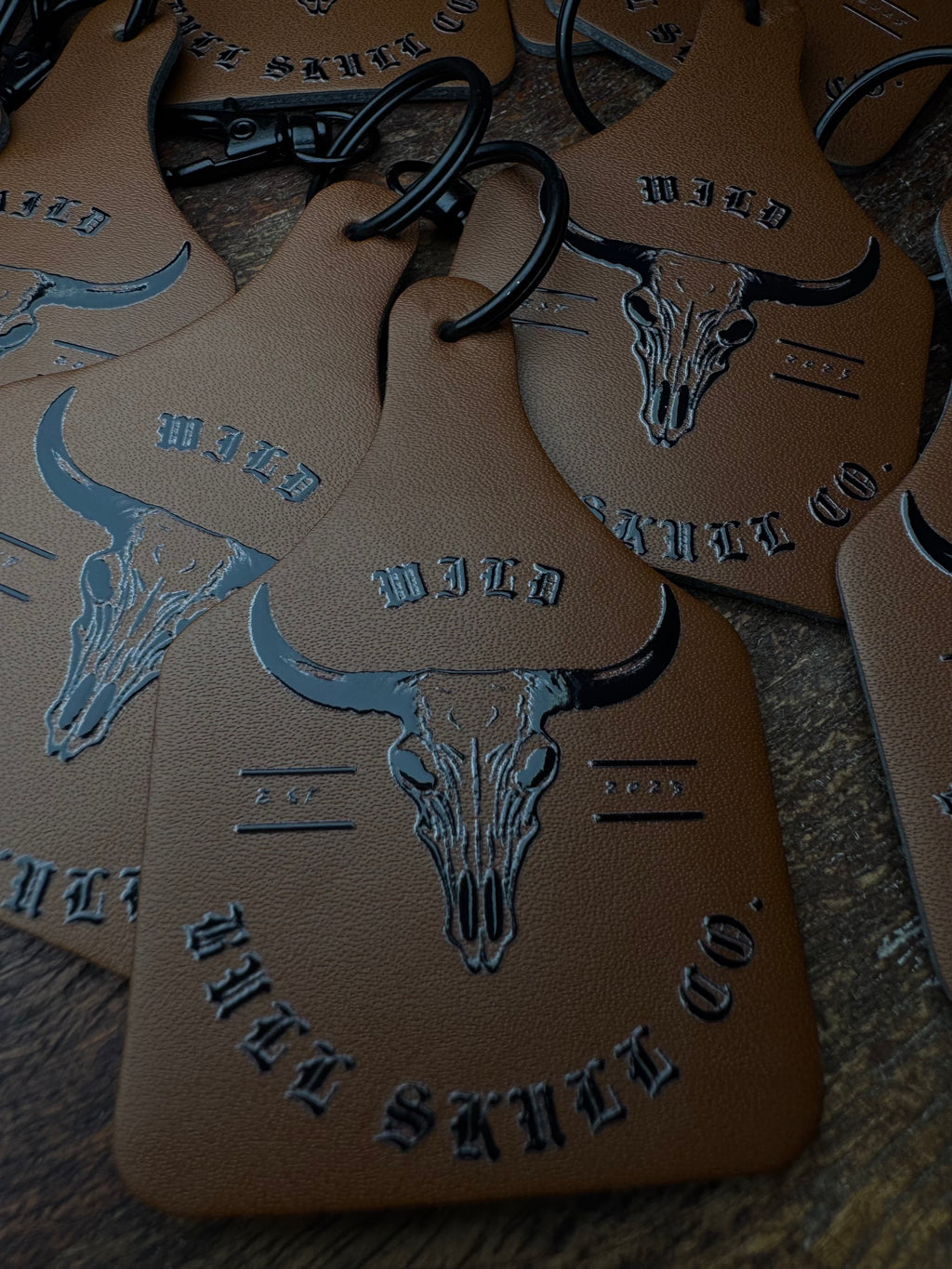 Rawhide Leatherette Cattle Tag Key Chain – Wild Bull Skull Co. Original 3D Logo