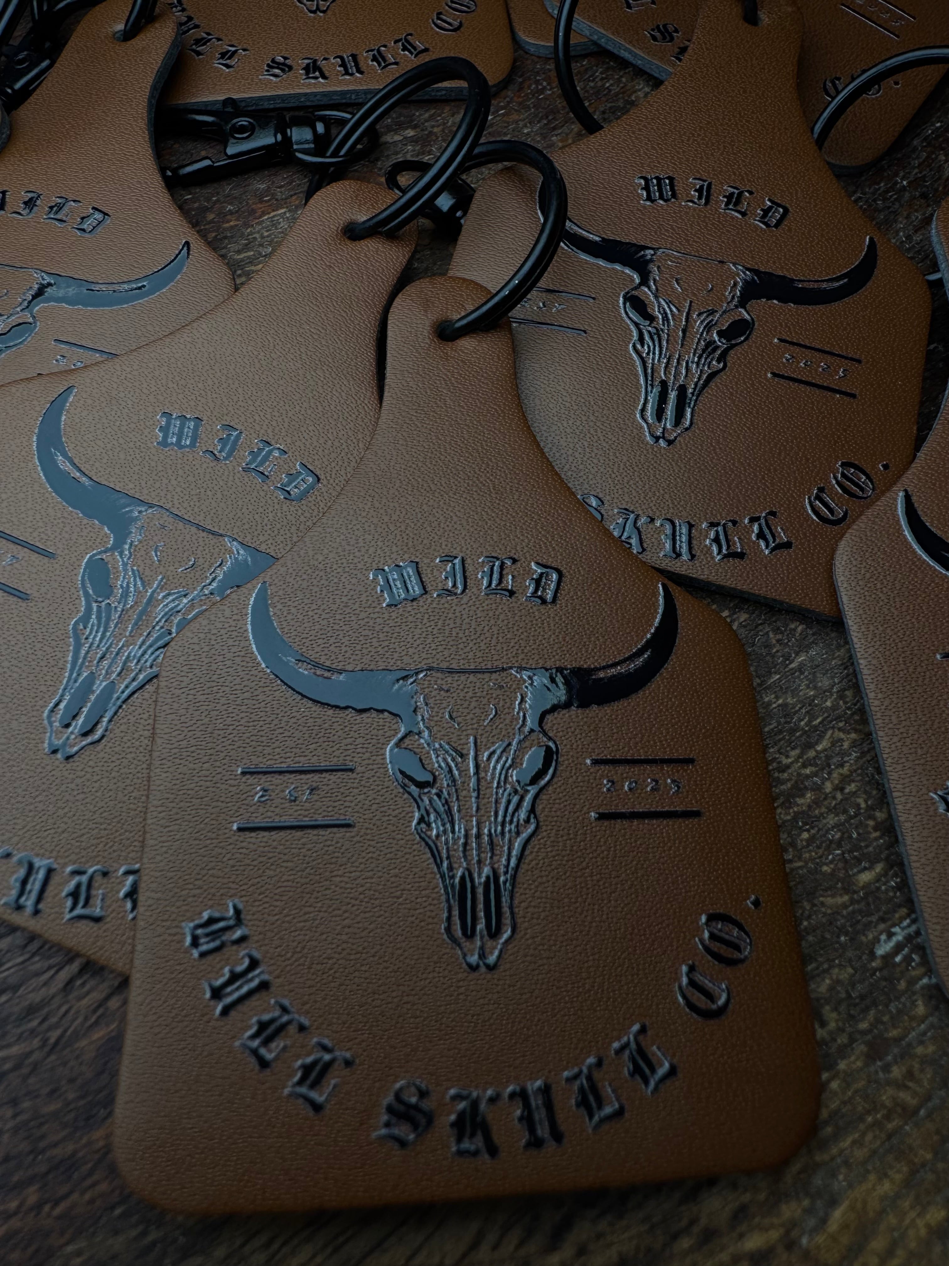 Rawhide Leatherette Cattle Tag Key Chain – Wild Bull Skull Co. Original 3D Logo